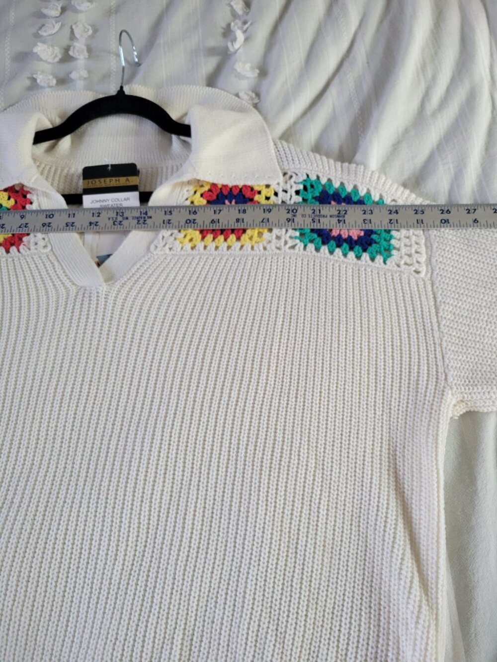 NWT Granny Square Johnny Collar Sweater Multicolor Crochet Cottagecore Cozy Boho - Picture 5 of 9